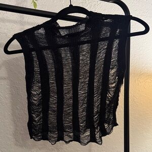 Fashion Nova Black Sheer Crop Top